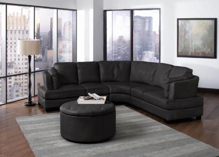 Black Bonded Leather Sectional,Coaster