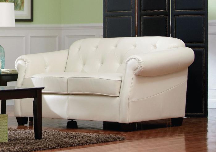 Kristyna Bonded Leather Stationary Loveseat with Button Tufting,Coaster