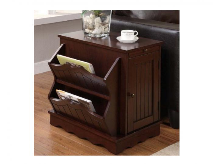 Cherry Accent Cabinet Table with Magazine Rack,Coaster