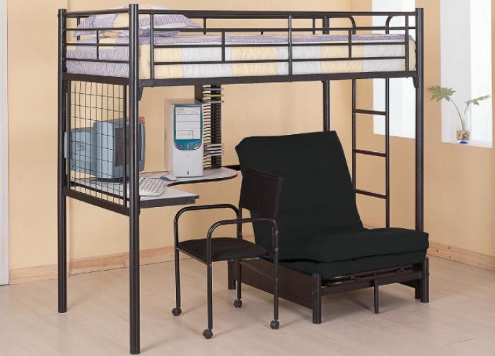 Coaster Twin Workstation Loft Bed w/Desk/Futon & Desk Chair,Coaster
