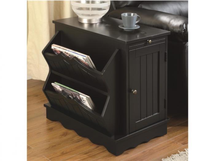 Black Accent Cabinet Table with Magazine Rack,Coaster