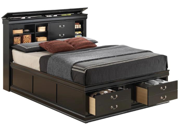 Louis Philippe Black Queen Storage Bed,Coaster