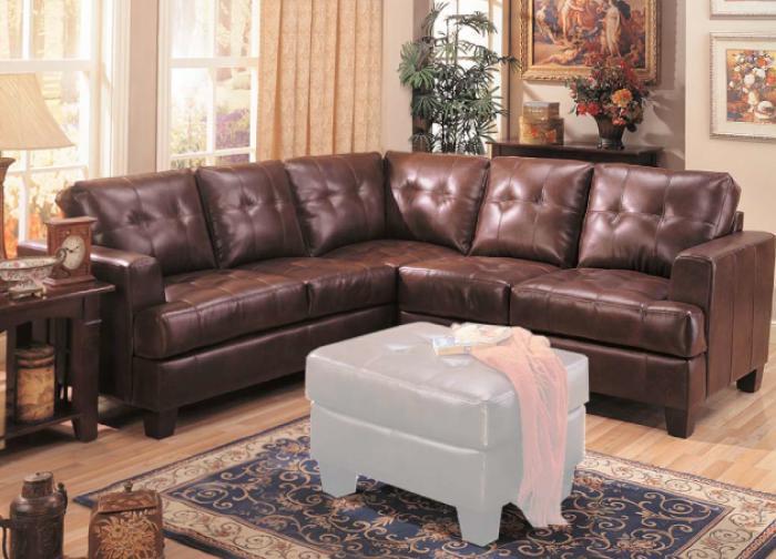 Samuel Contemporary Brown Leather 3 Piece Sectional,Coaster
