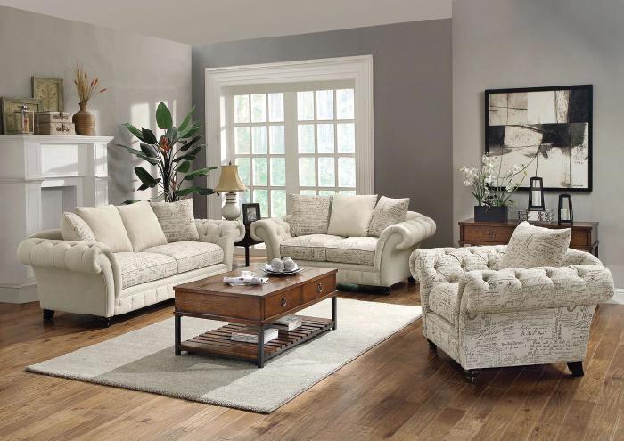 Willow Traditional French Laundry Style Sofa & Loveseat w/Button Tufting,Coaster