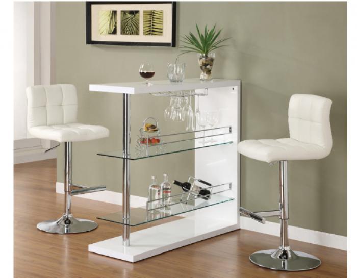White Bar Table w/Wine Glass Holder,Coaster
