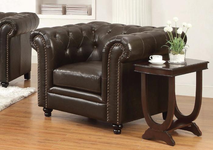 Roy Traditional Button-Tufted Chair with Rolled Back and Arms,Coaster