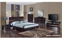 Global Aurora Wenge Full Bed,Dresser,Mirror & 2 Nightstands