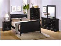 Louis Philippe Black King Sleigh Bed