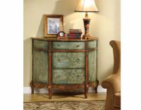 Image for Antique Demilune Accent Cabinet with Floral Detailing