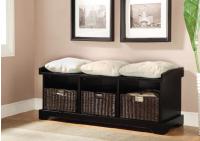 Coaster Black Storage Bench w/Cushions & Storage Baskets