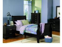 Image for Louis Philippe Black Twin Sleigh Bed