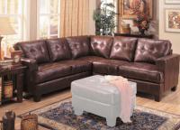 Samuel Contemporary Brown Leather 3 Piece Sectional