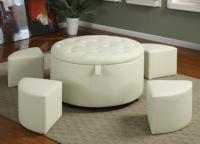 Image for Cream Fan Shaped Seat Ottoman w/Storage