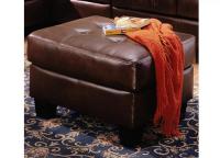 Samuel Contemporary Brown Leather Ottoman
