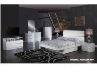 Global Aurora White King Bed,Dresser,Mirror & 2 Nightstands