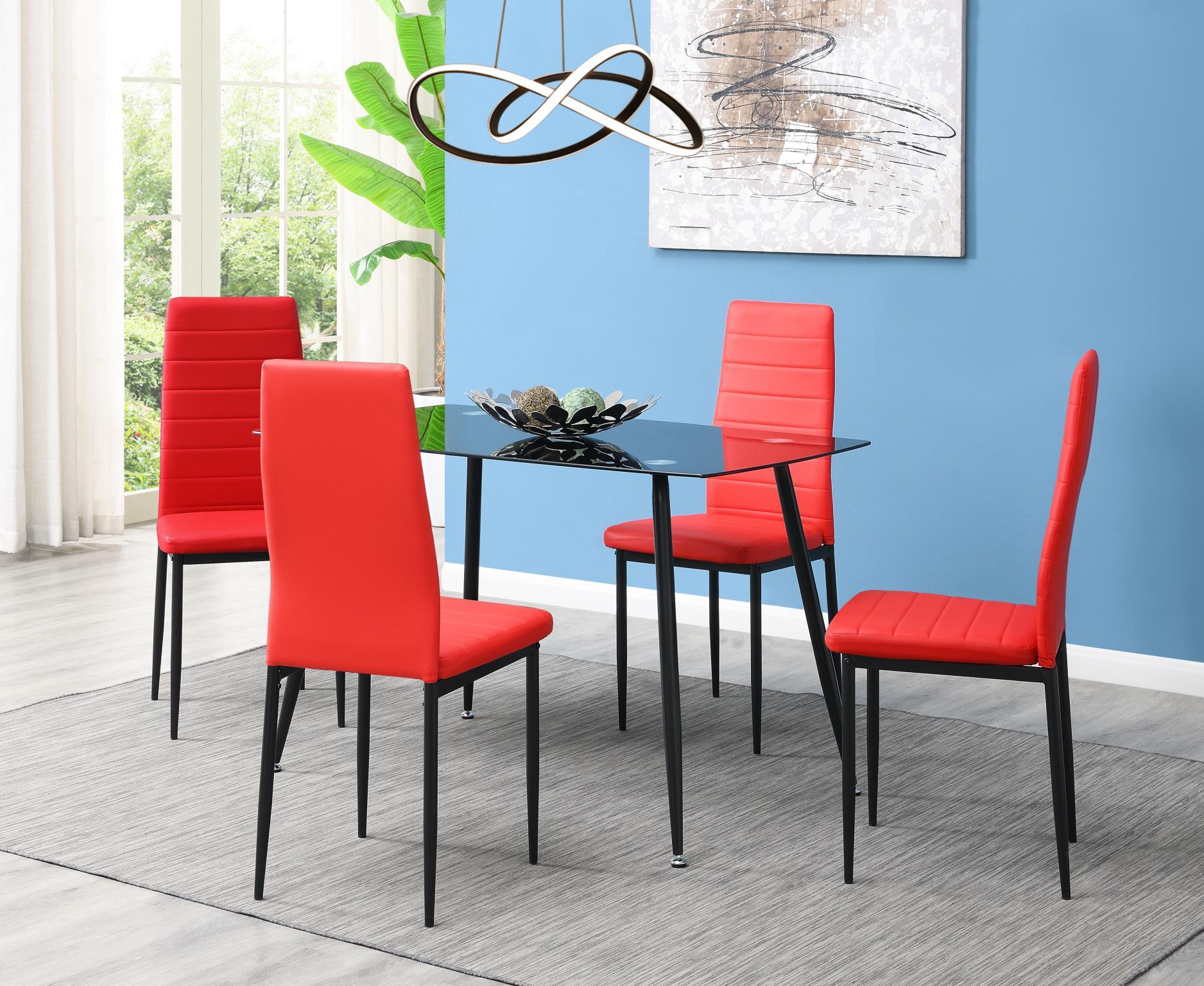 RED DINING TABLE & 4 CHAIRS 