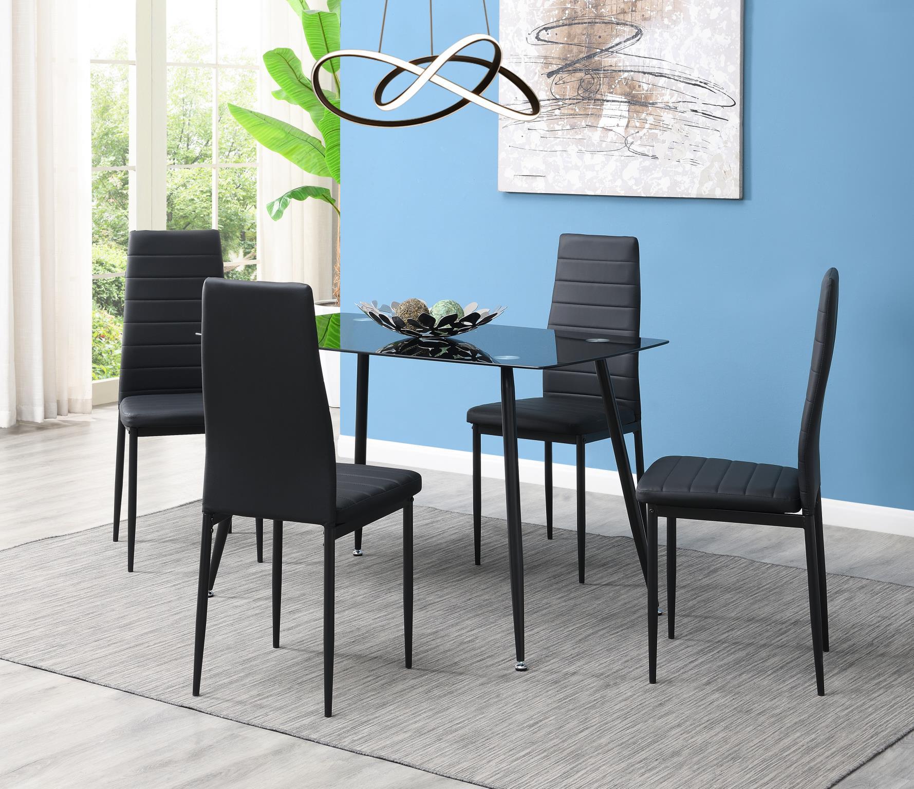BLACK DINING TABLE & 4 CHAIRS 
