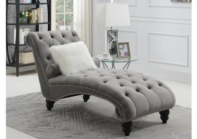 Image for  GRAY CHAISE W/WOODEN LEGS 