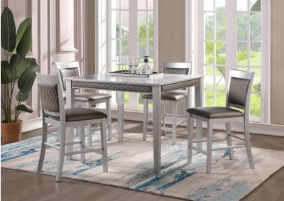 Image for SILVER COUNTER HEIGHT TABLE & 4 CHAIRS 