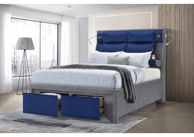 Image for BLUE/GRAY BLUETOOTH KING BED FRAME