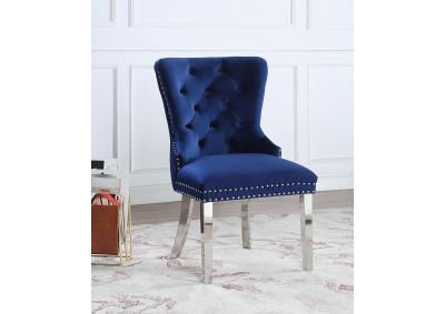 Image for 	DARK NAVY VELVET DINING SIDE CHAIR W/CHROME LEGS (Price Per Chair/MOQ 2)