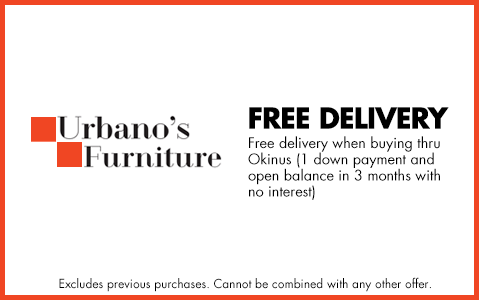 Free Delivery when buying via Okinus - 1 Down payment and open balance in 3 months with no interest - Excludes previous purchases, cannot be combined with any other offer