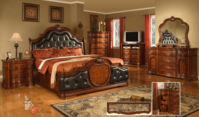 King Coronado Upholstered Bed, Dresser, Mirror, Nightstand,Mainline