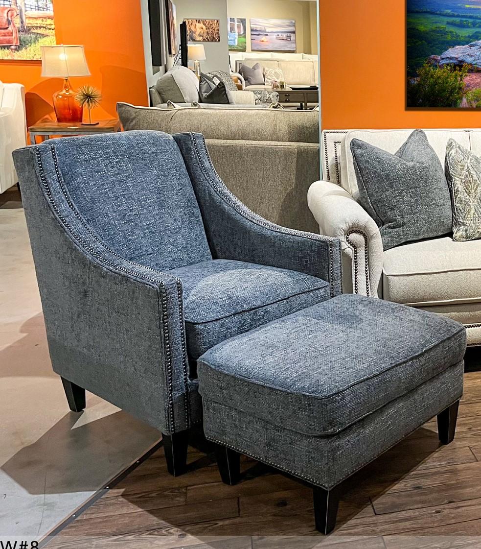 Supple Blue Smoke Chair and Ottoman