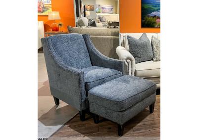 Image for Supple Blue Smoke Chair and Ottoman