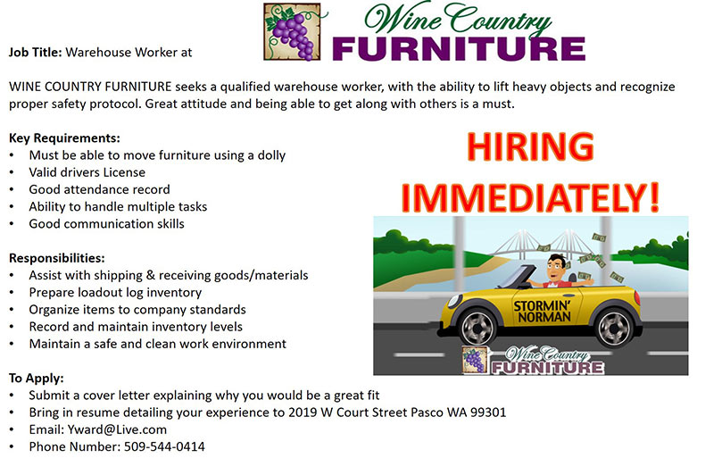 Careers at Wine Country Furniture