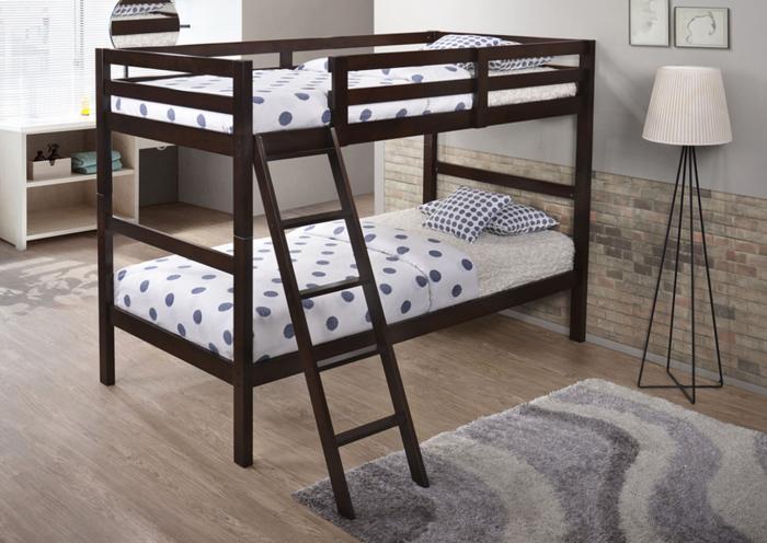 <Twin Over Twin Bunk Bed 