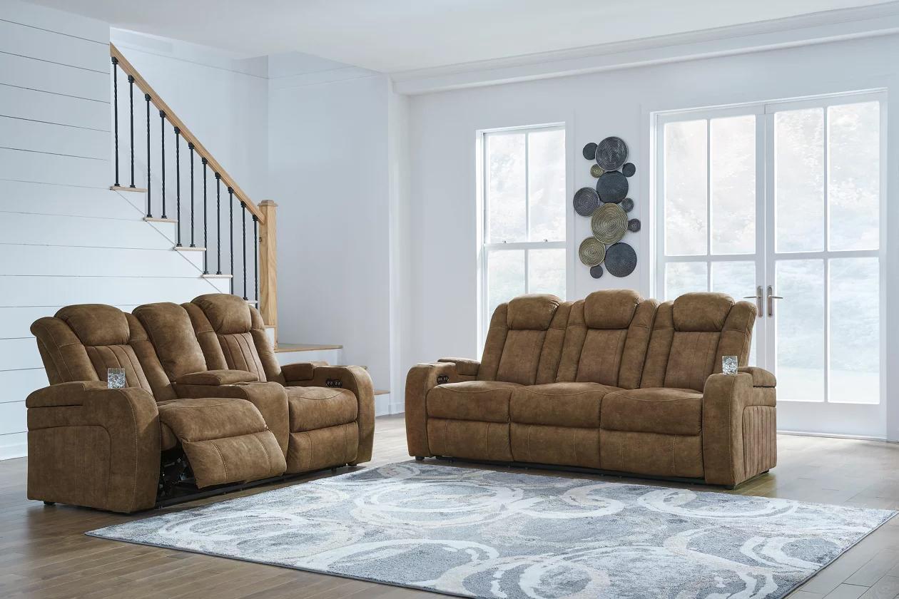 Wolfridge Power Reclining Sofa & Loveseat + FREE 55" TV,T-0138629 Black Friday 10-29-24