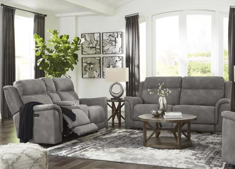 Next-Gen DuraPella Power Reclining Sofa and Loveseat + Free 55 in. TV,Free in February 2025