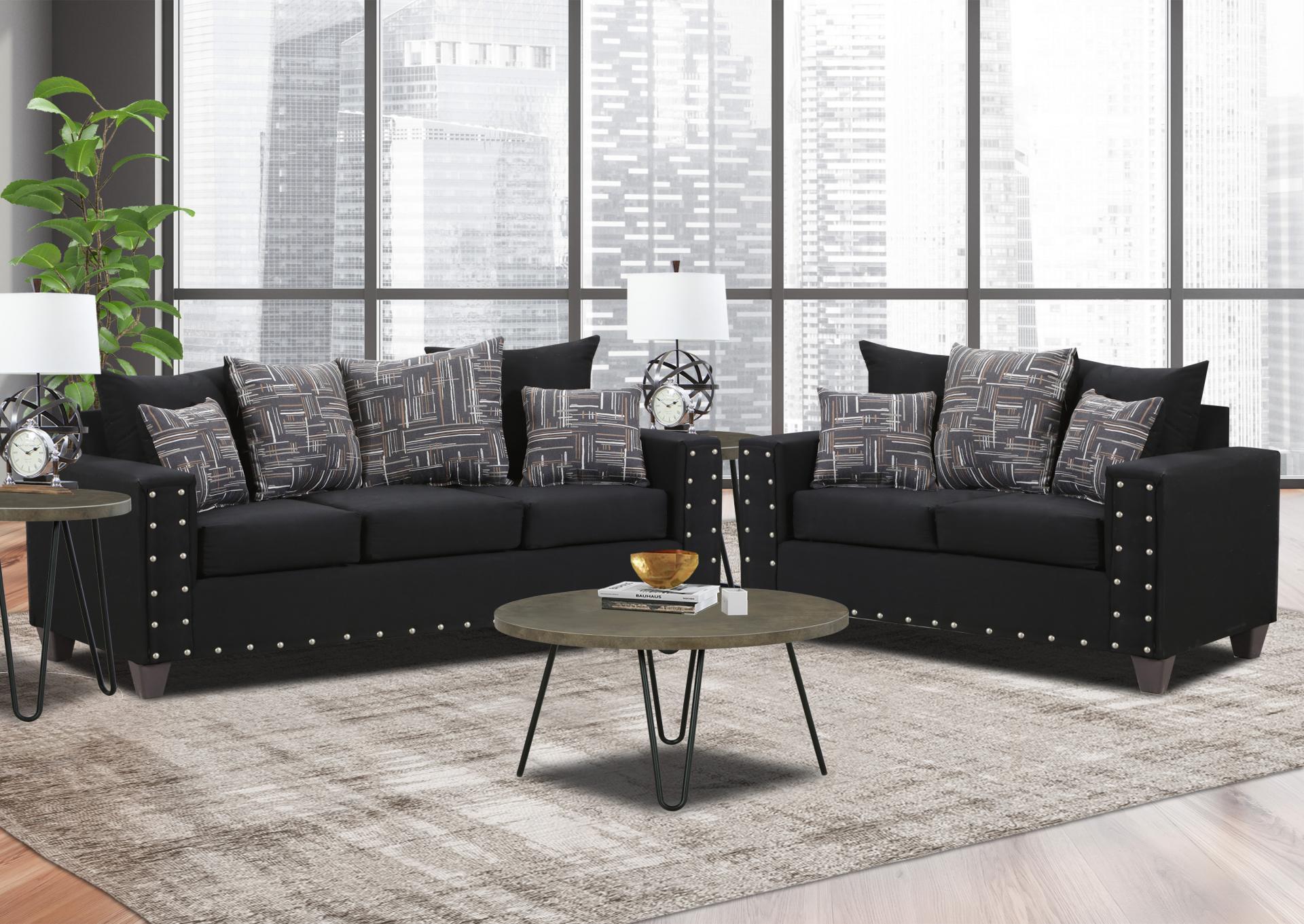 8000-Black Sofa & Loveseat + FREE 3pc Table Set,Free in February 2025