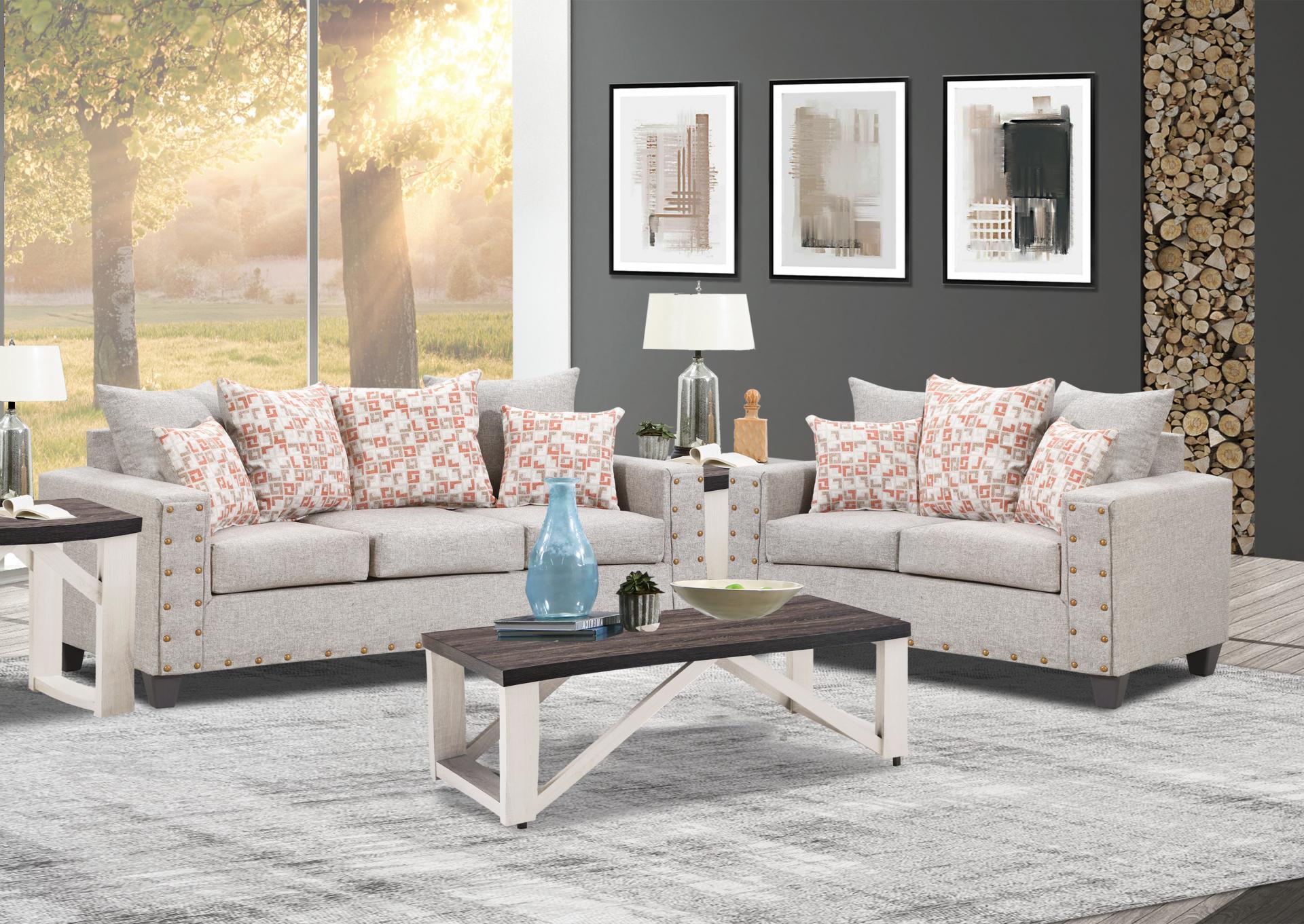 8000-Tan Sofa & Loveseat + FREE 3pc Table Set,Free in February 2025