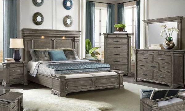 Queen Bed, Dresser & Mirror + Chest & Nightstand ,4th of July Blowout Sale 2024