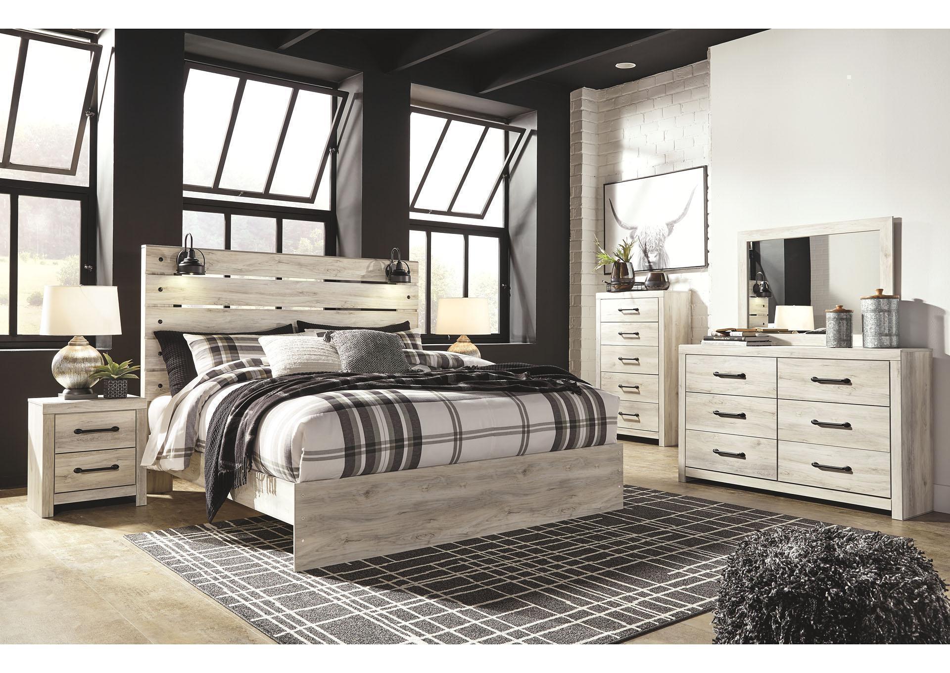 Cambeck Queen Panel Bed w/Dresser & Mirror + FREE Mattress,Free In February 2023