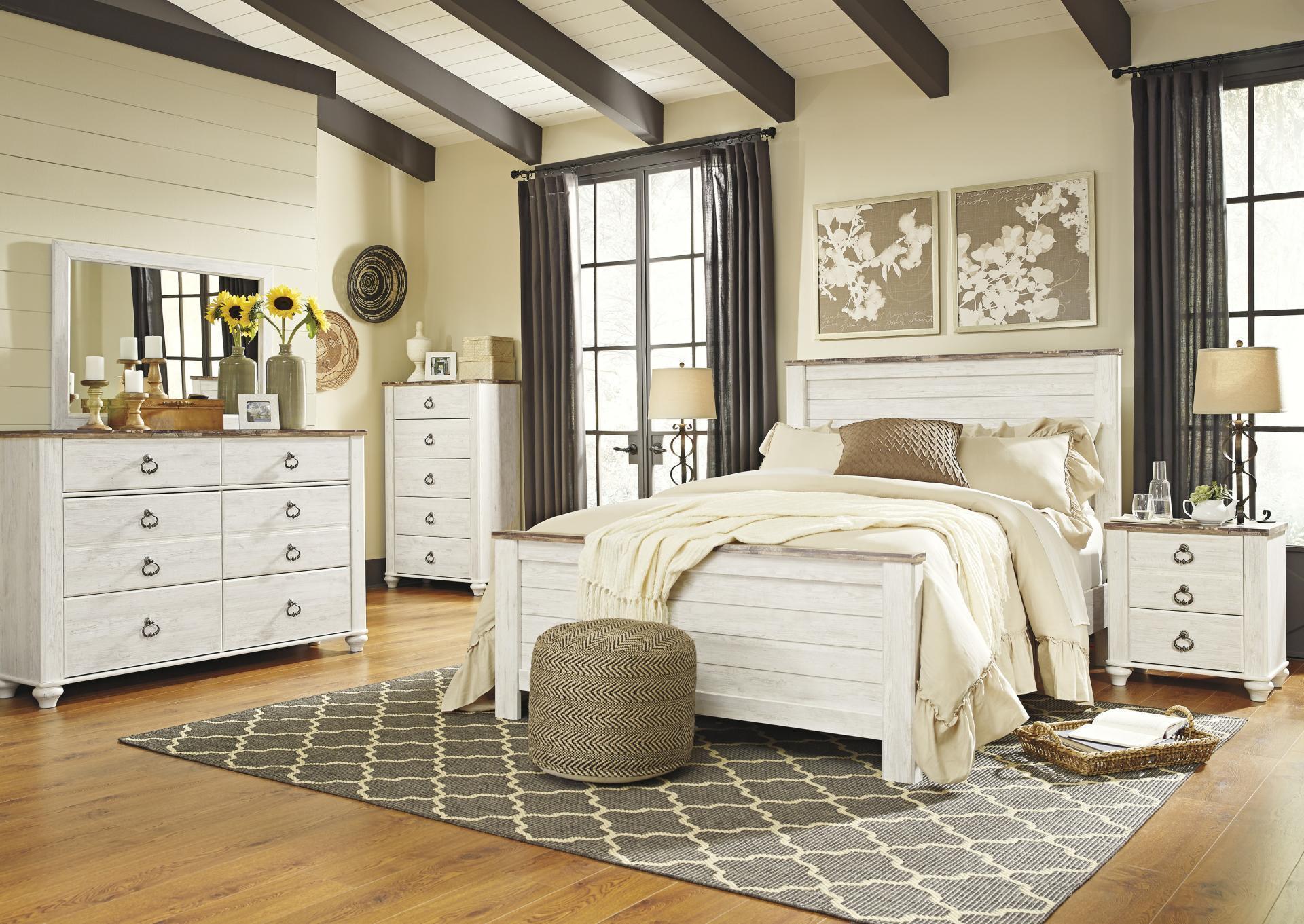 Willowton Twin Bed, Dresser & Mirror + Chest & Nightstand ,Columbus Day 2024