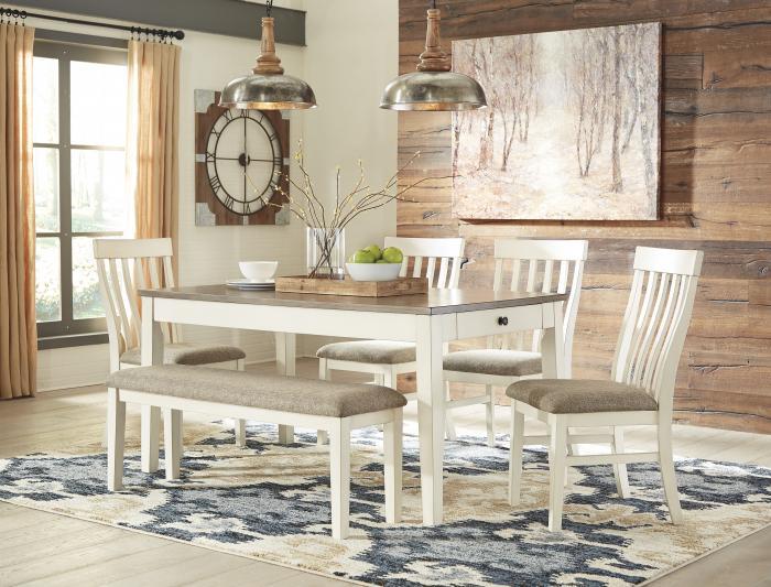 <Bardilyn Rectangular Dining Table w/4 Side Chairs PLUS FREE BENCH 