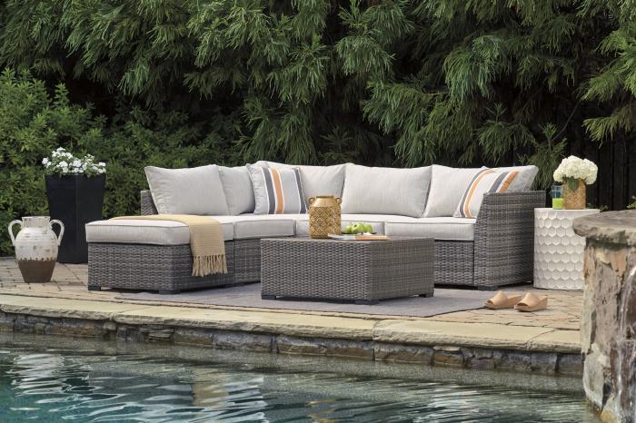 Cherry Point Gray 4-Piece Outdoor Sectional Set + FREE 10 FT POOL,Memorial Day Tent Event 2023