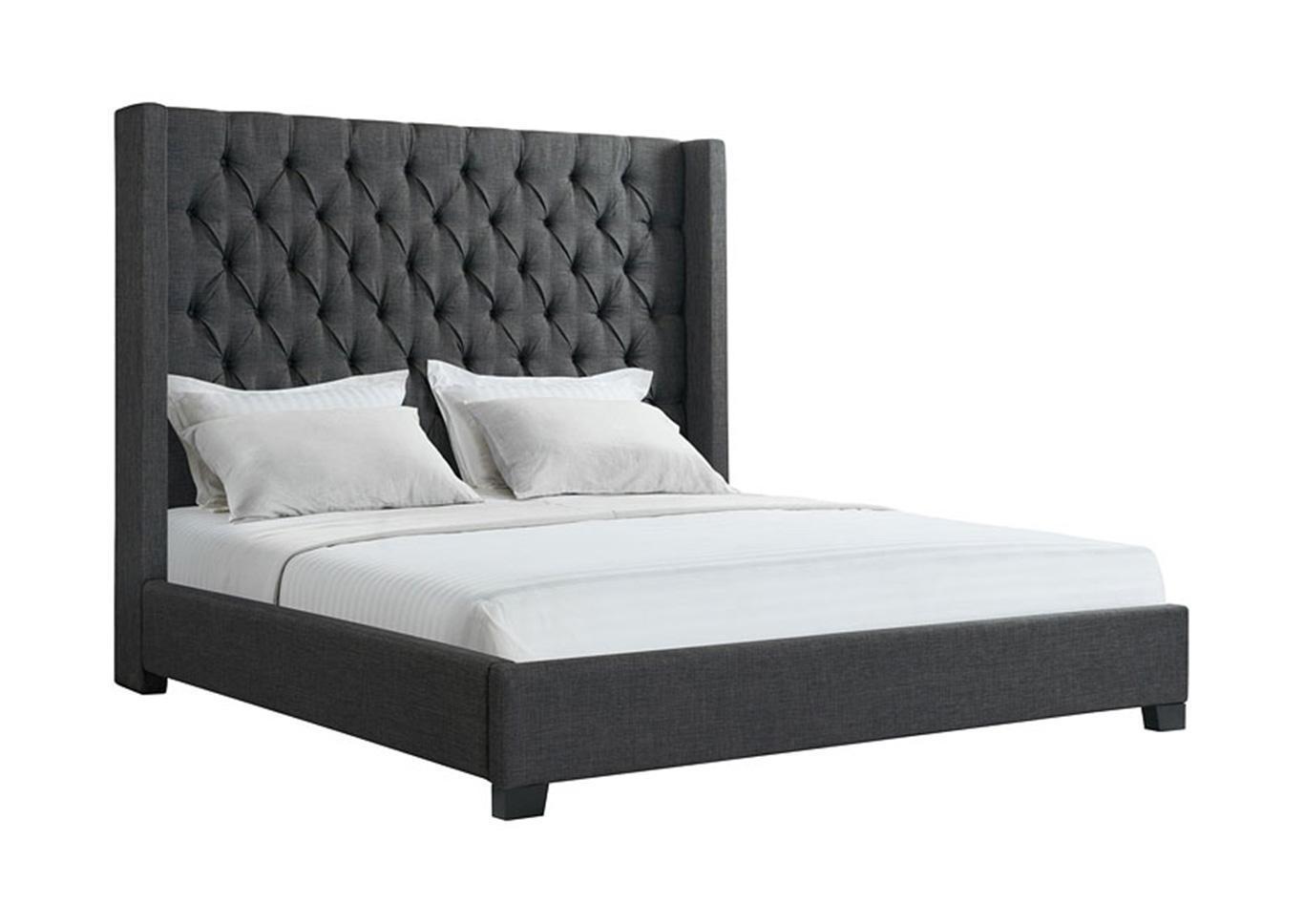 Charcoal King Upholstered Bed,Overstock Liquidation 2022
