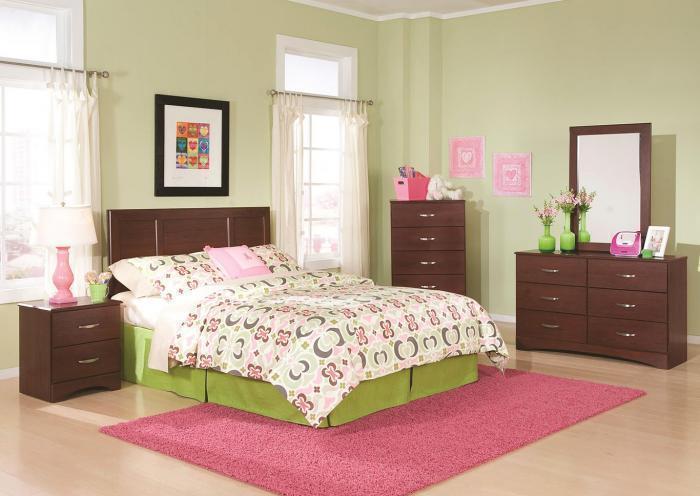 Cherry full headboard with frame, dresser, mirror,In Store Only