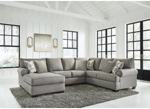 Image for Renchen Pewter Left Arm Facing Chaise Sectional + Free 5 Year Protection Plan