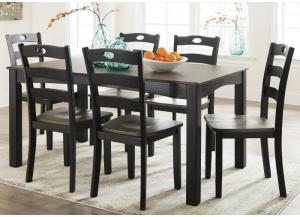 Image for Froshburg Grayish Brown/Black 7 Piece Dining Room Table Set + FREE Rug & FREE 16 Piece Dinnerware