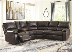 Image for Warstein Chocolate Reclining Sectional w/Console PLUS FREE POOL 