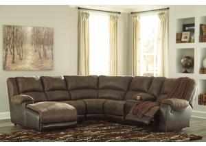 Image for Nantahala Coffee LAF Corner Chaise Sectional w/Storage Console + FREE TABLES + FREE POOL 