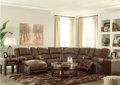 Image for Nantahala Coffee LAF Corner Chaise Sectional w/2 Storage Consoles