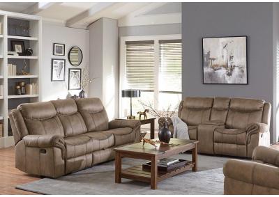Image for Sorrento Brown Reclining Sofa and Gliding Reclining Loveseat + Free Earbuds