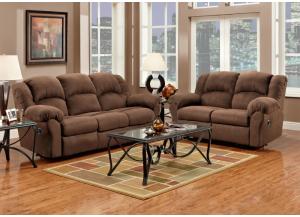 Image for Brown Leather Reclining Sofa & Loveseat + Free Recliner