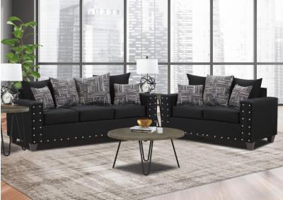 Image for 8000-Black Sofa & Loveseat + FREE 3pc Table Set